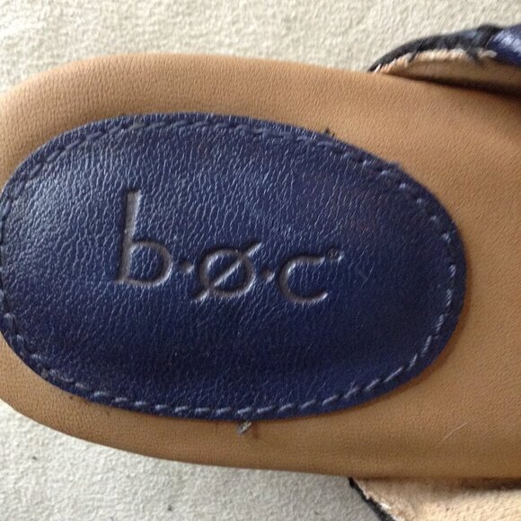 BORN/BOC Navy "11M" Faux Leather Slide Sandals, Block Heel, Professional Vibes - Picture 5 of 6